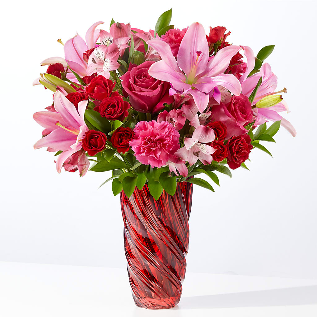 In Love Bouquet with Luxe Swirl Vase – Colonial Floral Fascinations, Georgetown SC