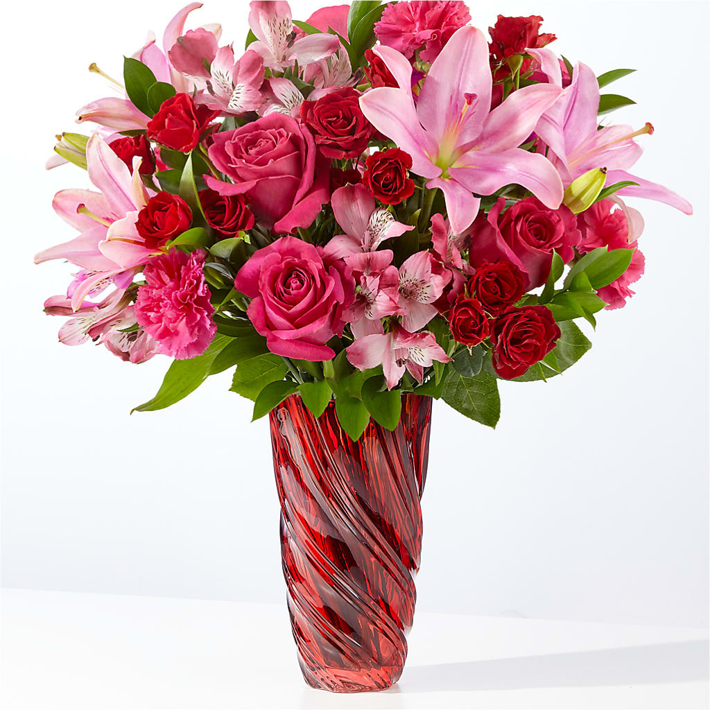In Love Bouquet with Luxe Swirl Vase – Colonial Floral Fascinations, Georgetown SC