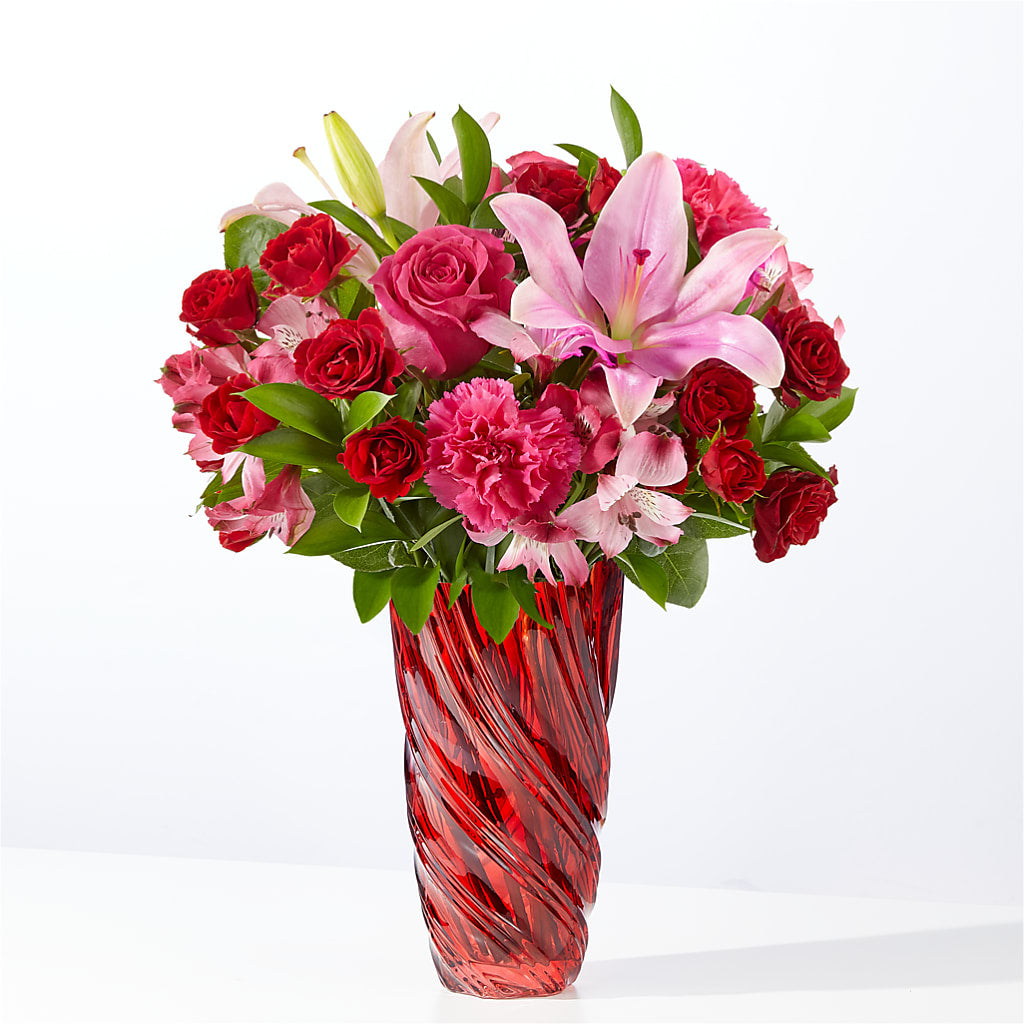 In Love Bouquet with Luxe Swirl Vase – Colonial Floral Fascinations, Georgetown SC