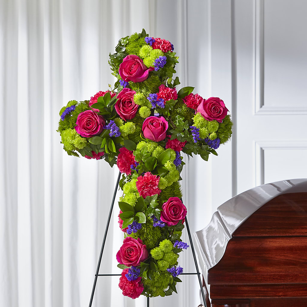 Tribute Rose Floral Cross – Colonial Floral Fascinations, Georgetown SC