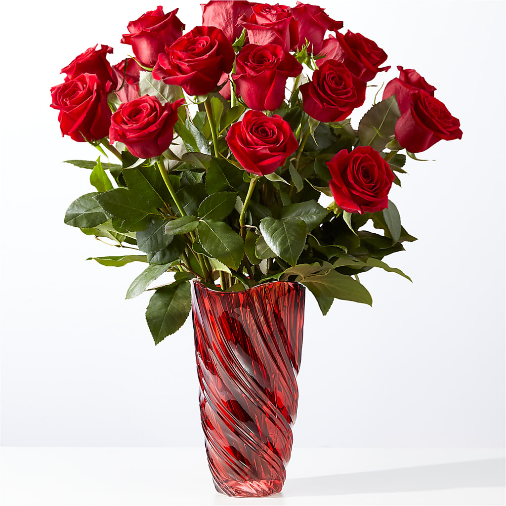 Classic Love Red Rose Bouquet with Luxe Swirl Vase – Colonial Floral Fascinations, Georgetown SC