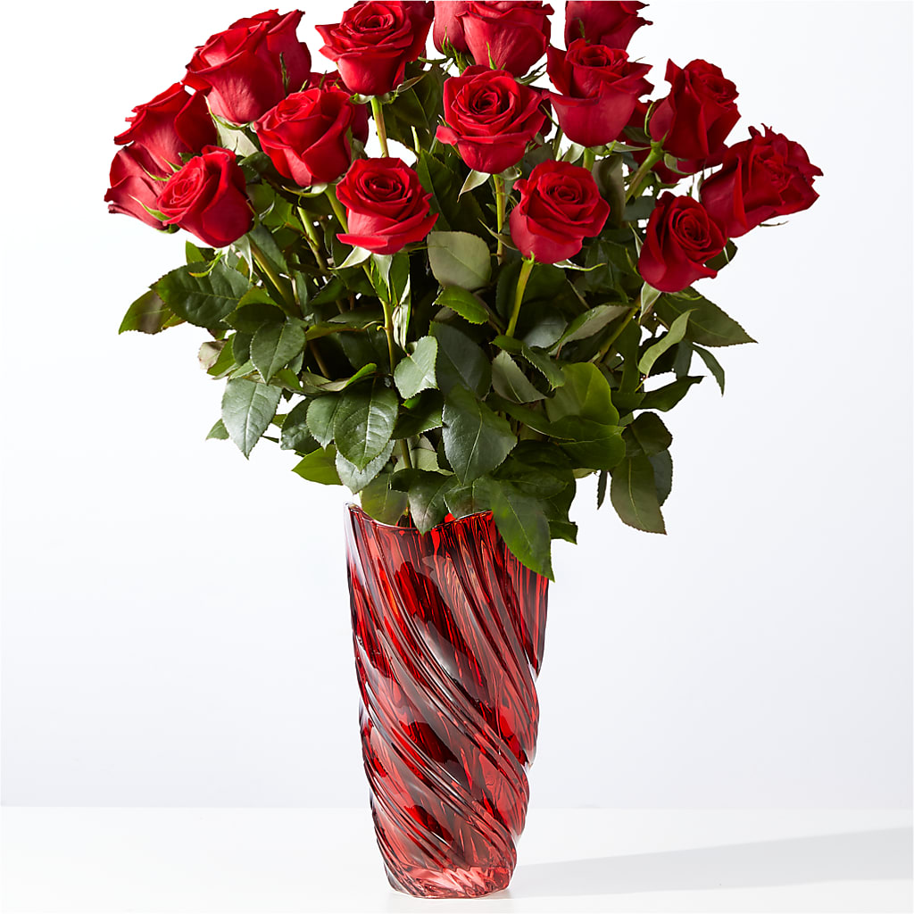 Classic Love Red Rose Bouquet with Luxe Swirl Vase – Colonial Floral Fascinations, Georgetown SC