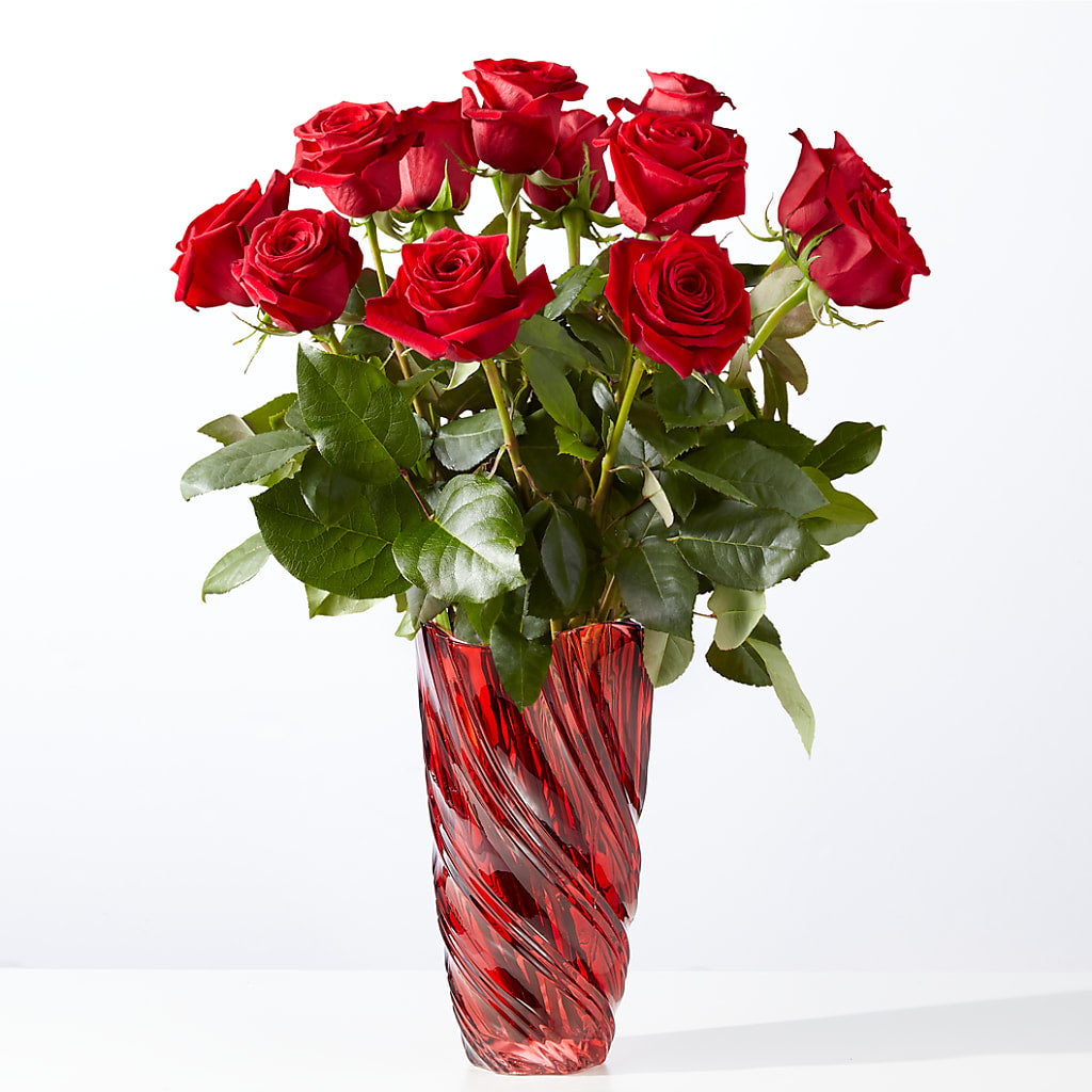 Classic Love Red Rose Bouquet with Luxe Swirl Vase – Colonial Floral Fascinations, Georgetown SC
