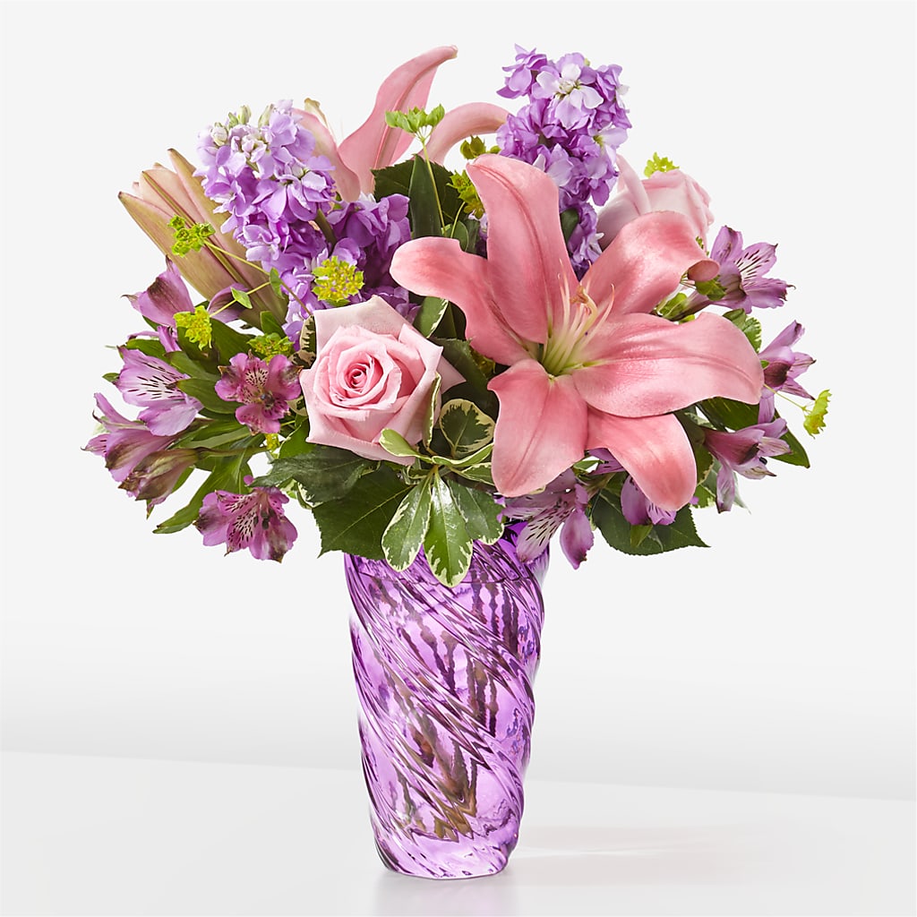 Precious Petals Bouquet with Luxe Swirl Vase – Colonial Floral Fascinations, Georgetown SC