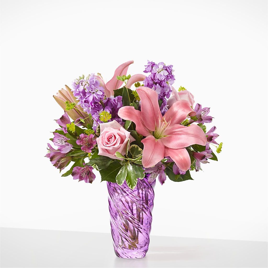 Precious Petals Bouquet with Luxe Swirl Vase – Colonial Floral Fascinations, Georgetown SC