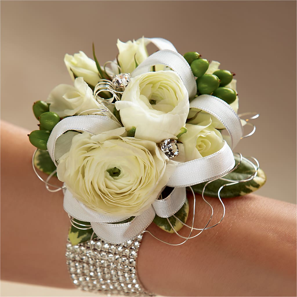 White Wedding Corsage – Colonial Floral Fascinations, Georgetown SC