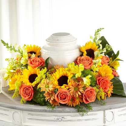 Faithful Sunflower Cremation Adornment –  Colonial Floral Fascinations, Georgetown SC