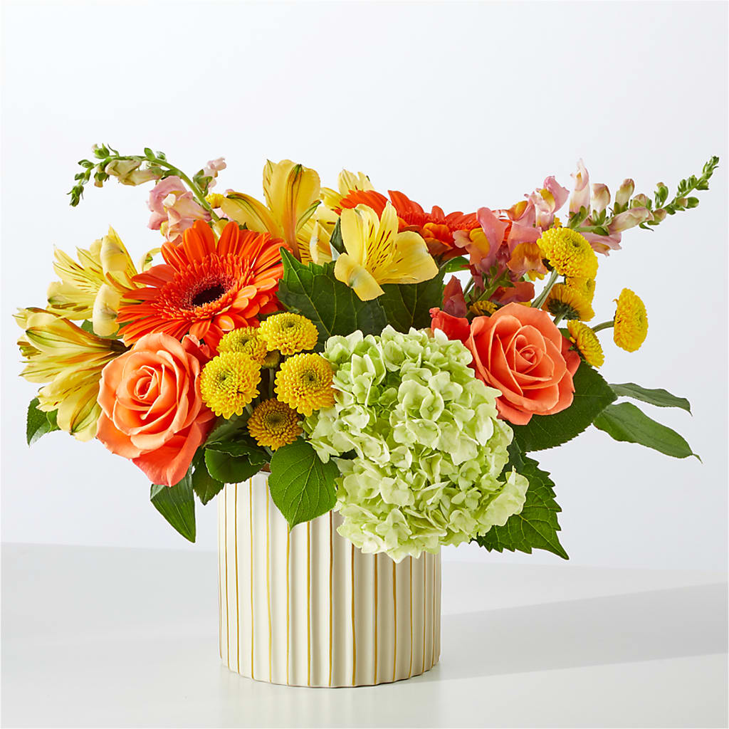 Autumn Sunshine Bouquet with Ivory Vase –  Colonial Floral Fascinations, Georgetown SC