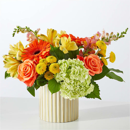 Autumn Sunshine Bouquet with Ivory Vase –  Colonial Floral Fascinations, Georgetown SC