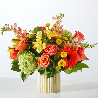 Autumn Sunshine Bouquet with Ivory Vase –  Colonial Floral Fascinations, Georgetown SC