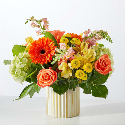 Autumn Sunshine Bouquet with Ivory Vase –  Colonial Floral Fascinations, Georgetown SC