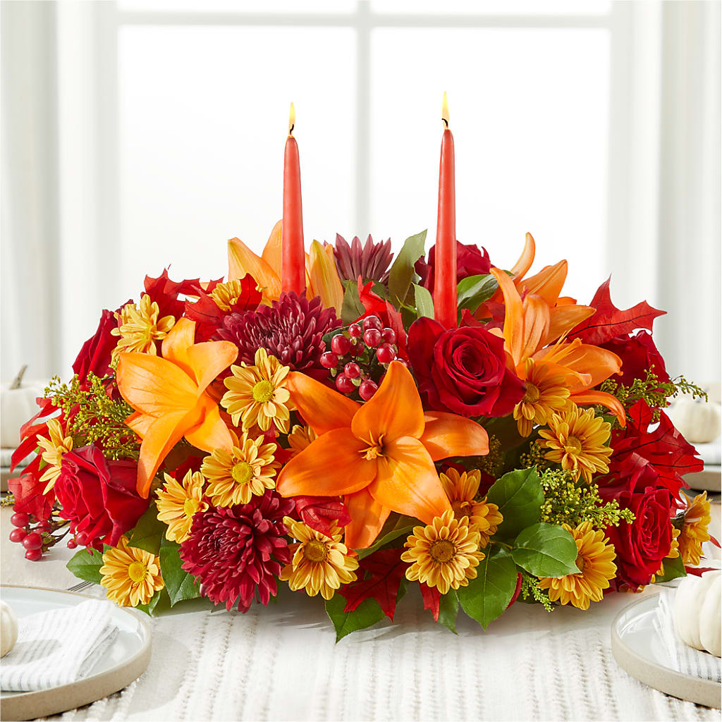 Autumn's Embrace Centerpiece –  Colonial Floral Fascinations, Georgetown SC