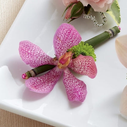 Pink Mokara Boutonniere –  Colonial Floral Fascinations, Georgetown SC
